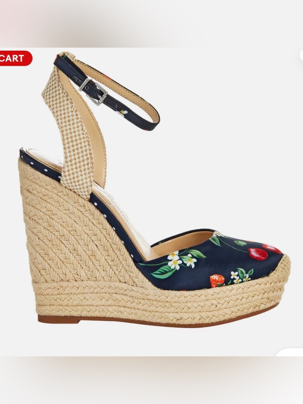 Jessica Simpson Women's Navy Floral Espadrille Wedge Sandals with Ankle Strap